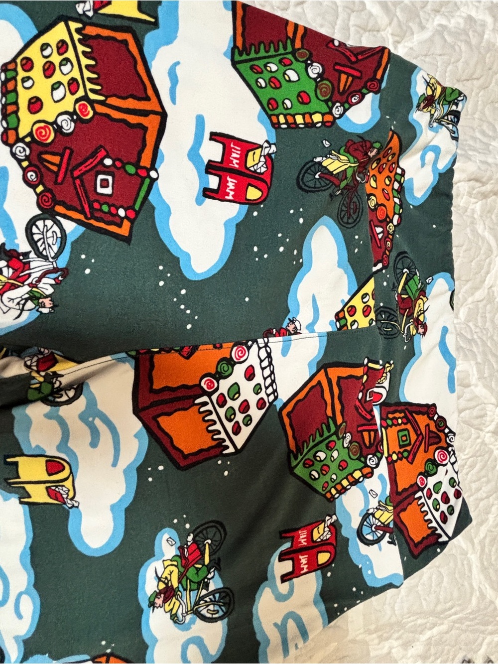 LuLaRoe Kids Leggings - Gray Base with Red, Green, Yellow, Blue Houses